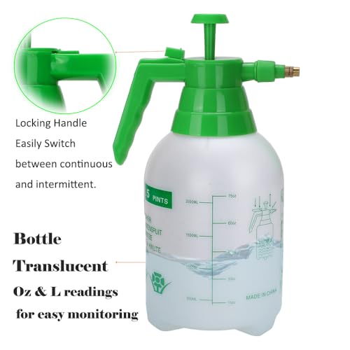 MRPAPA 3PCS Handheld Pump Sprayer, Garden Pressure Water Spray Bottle with Adjustable Brass Nozzle for Plants (2L-Green White) - color: 2L-White-3PCS
