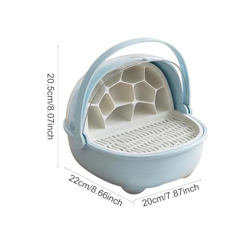Silkworm Breeding Box Transparent Small Animal Feeding Container Removable Habitat Cage Portable Reptile Carrier with PP Material for Turtle Frog Snak, Blue - color: Blue