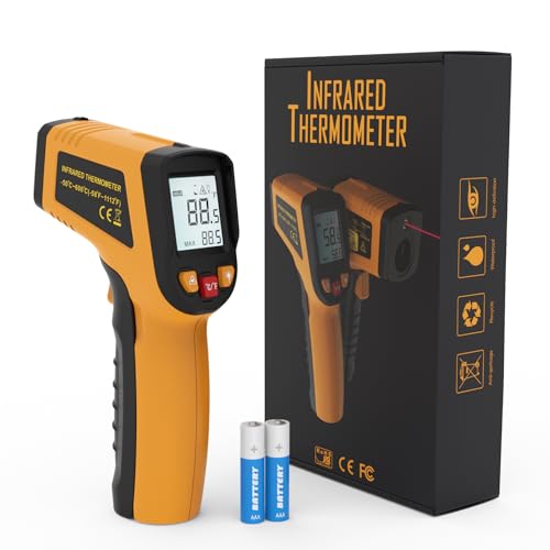 KNINE OUTDOORS Infrared Thermometer Laser Temperature Gun, -58℉ to 1112℉, Single Laser Targeting, Distance to Spot Ratio 12:1, for Cooking, Oven and Meat (Orange) - color: Orange