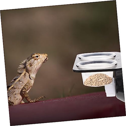 Happyyami Gecko Tank Snake Water Bowl Bearded Dragon Terrarium Lizard Feeding Ledge Reptile Water Feeder Tank Supplies