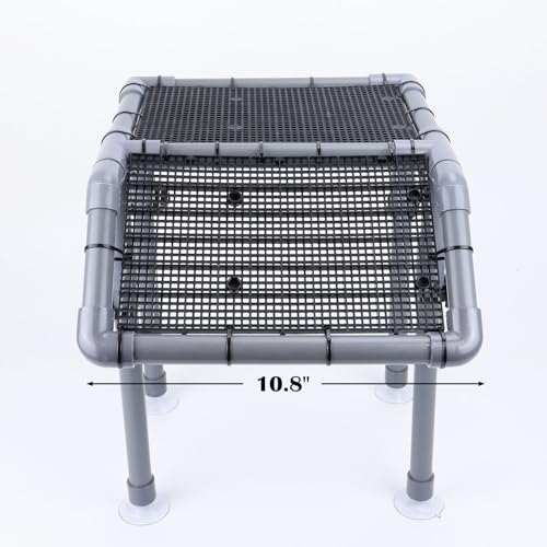 Large Turtle Basking Platform, Sturdy Standing Dock with Non-Slip Ramp, Aquatic Turtle Resting Area for 25/29/40/55 Gal, Gray/Black - size: Basking Platform 10.8" W × 7.7" D