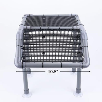 Large Turtle Basking Platform, Sturdy Standing Dock with Non-Slip Ramp, Aquatic Turtle Resting Area for 25/29/40/55 Gal, Gray/Black - size: Basking Platform 10.8" W × 7.7" D