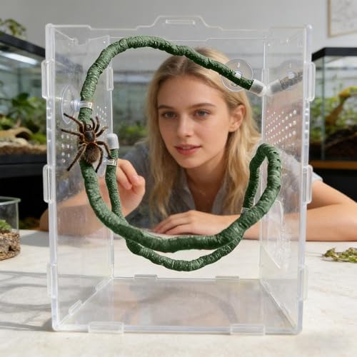 Artificial Reptile Climbing Vine, Bendable Jungle Branch Decor, Terrarium Habitat Accessories, Secure Suction Cup Vines, Tank Greenery for Reptiles - size: Green