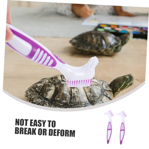 GANAZONO 3pcs Turtle Shell Cleaning Brush Double-Sided Mud for Tortoise and Aquatic Turtles Ergonomic Handle Shell Maintenance Tool - color: Violet