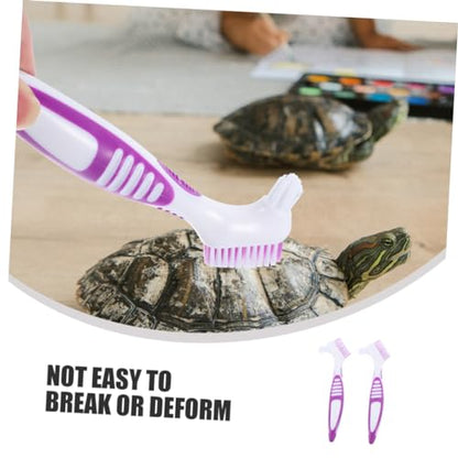 GANAZONO 3pcs Turtle Shell Cleaning Brush Double-Sided Mud for Tortoise and Aquatic Turtles Ergonomic Handle Shell Maintenance Tool - color: Violet