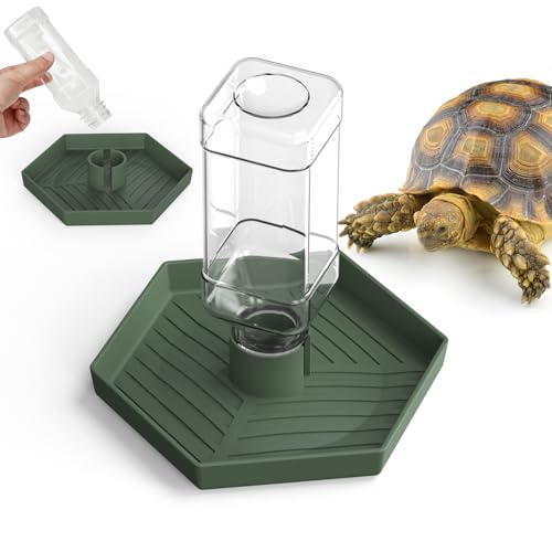 Reptile Water Dispenser-Bearded Dragon Water Bowl - Small Water Dish for Tortoise - Bowls for Reptiles & Amphibians (L) - size: L