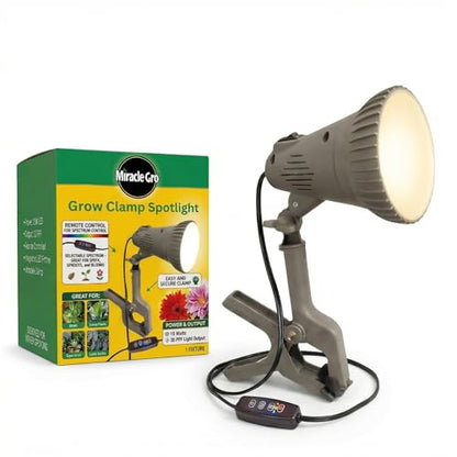 Miracle-Gro Indoor Grow Light Clamp Spotlight with Controller | Full Spectrum 15W LED for Plants, Grow Lights for Indoor Plants, LED Grow Lights