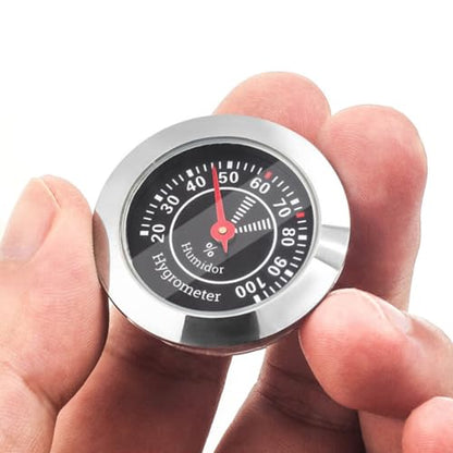 Ipetboom Analog Hygrometer for Cigar Humidor - Round Mechanical Humidity Gauge Accurate Cigar Humidor Accessory Small Alloy Stainless Steel Black Hygrometer for Violin Case and Home Use - 1.5x0.4in