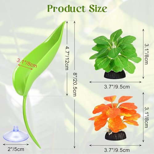 5pcs Crested Gecko Hide Leaf Reptile Wall Climbing Gecko Toy Tank Accessories Including Wall & Dodging Leaves Plastic Reptile Thank Decorations for Turtle Tree Frog Snake Terrarium