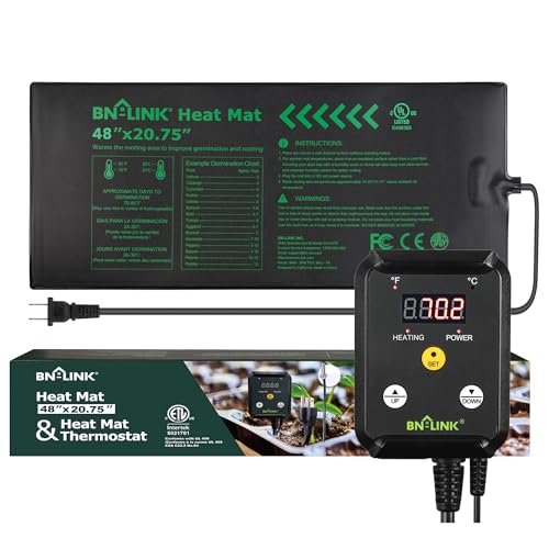 BN-LINK Seedling Heat Mat Heating Pad 48" x 20.75" with Digital Thermostat Controller Combo Set Waterproof for Indoor Seed Starting and Plant Germination - size: 48" x 20.75" & Thermostat