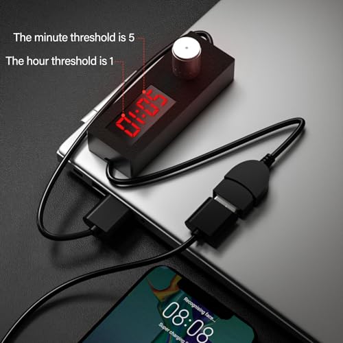 PowerFlow Adjustable USB Timer Cable Programmable Countdown Power Off Switch with Digital Display for USB Fan Lamp Night Light Aquarium 5V Devices