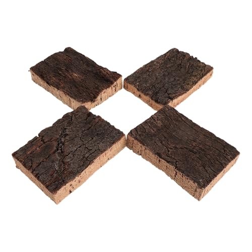 4pcs Cork Terrarium Background: Terrarium Bark Background Cork - Natural Bark Backdrop - Reptile Climbing Wall Accessories 3.94x2.56 - size: 10.00X6.50X2.00CM
