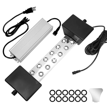 TEPU Mist Maker 12 Head Ultrasonic Pond Fogger, 9000ml/H 400W, ultrasonic fogger with Float IP67 Waterproof Power Supply for Halloween Decoration Rockery Fishtank Landscape