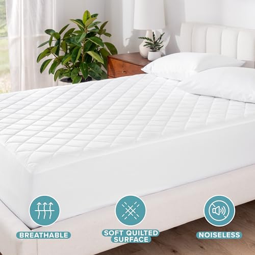 Bare Home Waterproof Quilted Mattress Protector (Queen) - Cooling Mattress Pad - Protects Against Spills - Easily Washable - Elastic Fitted Mattress Cover - Stretch-to-Fit up to 15 Inches Deep (Queen) - color: White, size: Queen (Mattress Pad)
