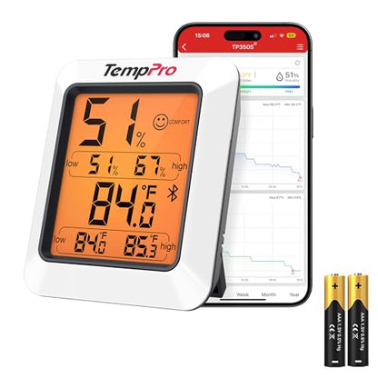 TempPro Hygrometer Thermometer for House, Bluetooth Room Indoor Greenhouse Thermometer Monitor Up to 260FT, Backlit Humidity Meter Temperature Sensor with 2-Year Data Export(Previously ThermoPro) - size: Bluetooth