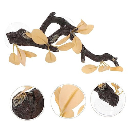 ibasenice Reptile Accessories Artificial Branch Suction Cup Resin Sculpture for Pet Lizard Tank Decor