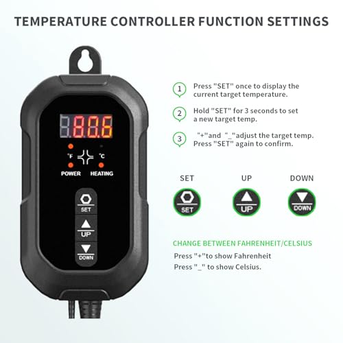 20"x 10" Seedling Heat Mat with Digital Thermostat Combo Set,ETL Certified and Durable Waterproof Warm Hydroponic Heat Mat for Germination,Indoor Gardening,Brewing and Greenhouses - style: 20"x10" Heat Mat with Digital Thermostat