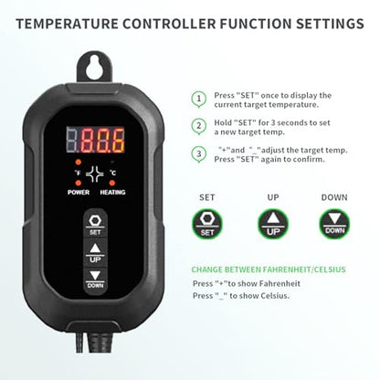 20"x 20" Seedling Heat Mat with Digital Thermostat Combo Set,ETL Certified and Durable Waterproof Warm Hydroponic Heat Mat for Germination,Indoor Gardening,Brewing and Greenhouses - style: 20"x20" Heat Mat with Digital Thermostat