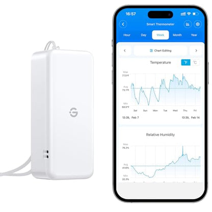 GoveeLife H5110 Bluetooth Hygrometer Thermometer, Mini Sensor | 262ft range, 2yr free data storage, app notifications, ±0.54°F accuracy, 2yr battery, for wine cellar/bedroom/basement - style: 1 Sensor