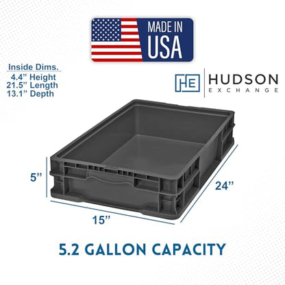 Hudson Exchange 24 x 15 x 5" (3 Pack, 5.2 Gallon) Straight Wall Handled Storage Container Tote, Black - color: Black