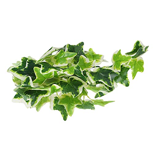 Artificial Reptile Plants Lifelike Hanging Plant with Suction Cup, Suitable for Most Reptiles, Easy to Attach to Fish Tanks (Leaf Vine)