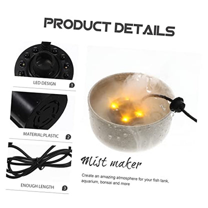 20MM LED Light Mist Maker Fog Machine for Fountains and Aquariums Ultrasonic Humidifier 12 Color Changing Lights for Gardening and Fish Tanks