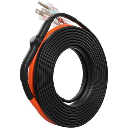 VEVOR Self-Regulating Pipe Heating Cable, 15FT 5W/FT Heat Tape for Pipes Freeze Protection, Water Pipe Heat Cable with Built-in Thermostat Protects PVC Hose, Metal and Plastic Pipe from Freezing - size: 15 Feet