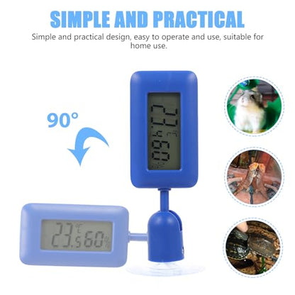 POPETPOP Reptile Terrarium Thermometer Hygrometer Digital Temperature Humidity Gauge with 360° Rotatable Night Light Suction Cup for Bearded Dragon and Leopard Gecko Tanks