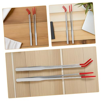 2pcs Straight Curved Tongs for Flexible Handling Safe Distance Feeding for Lizards Snakes and Aquarium Plants