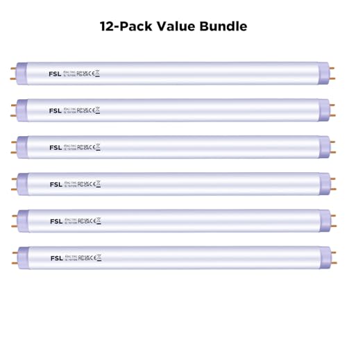 FSL BL T8F10W 365nm UV Black Light 13Inch Tubes 6-Pack for 20W Device | Next‑Generation 365nm Narrow-Spectrum;Widely compatible; Low light attenuation