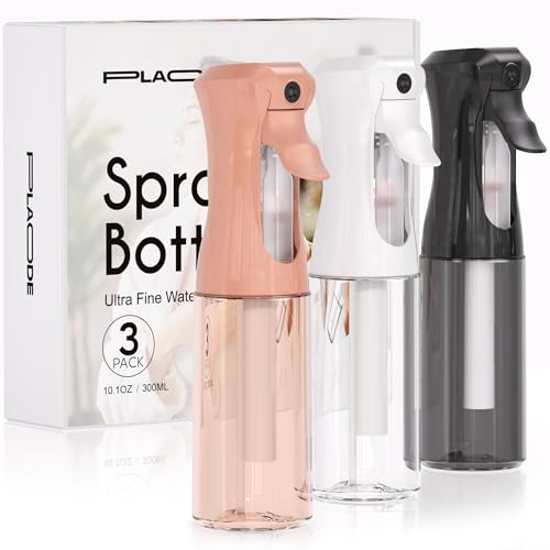 Spray Bottle for Hair, Continuous Ultra Fine Mister Spray Bottle, Refillable Water Sprayer for Hairstyling, Plants, Pets, Cleaning, Skincare (3 Pack 10.1OZ/300ML,White+Black+Terracotta) - color: White Black Terracotta, size: (3-Pack)-10.1 Oz