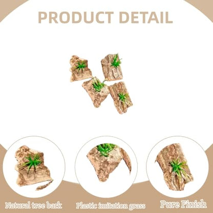 20 Pieces Tarantula Enclosure Decor Cork Bark Hide with Natural Grasses Jumping Spider Accessories Tarantula Hide and Reptile Habitat Supplies