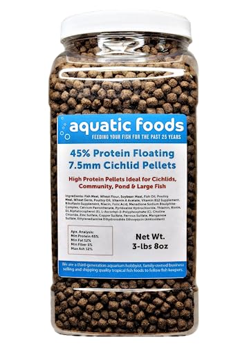 Cichlid Pellets, 45% Protein Floating 7.5mm Pellets for Larger Oscars, Central American, South American Cichlids …3-lb 8oz Lg Jar - size: 3.5 Pound (Pack of 1)