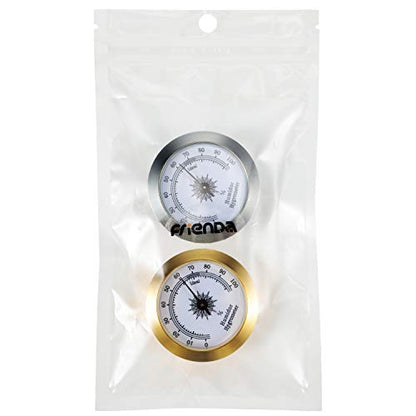 Frienda 2 Pcs Hydrometer 2 Inch Humidity Meter Cigar Humidor Hygrometers Round Cigar Hygrometer for Humidor Cabinet Cans(Silver, Gold) - color: Silver, Gold