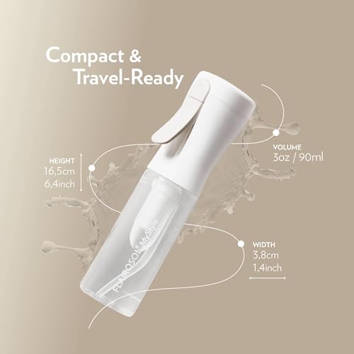 FLAIROSOL MyStyle, Spray Bottle for Hair - Small Travel Spray Bottle, Ultra Fine Continuous Water Mist for Face, Hairstyling, Salon, Cleaning, Beauty, Toners, Hydration & Makeup, 3.04oz / 90ml, White - color: White, style: 1 Pack