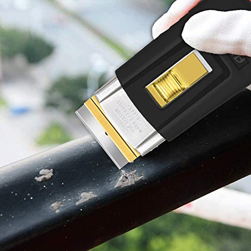 ALLWAY SGS Soft Grip Safety Glass Scraper with 5 Blades | Retractable Blade, Easy Blade Change