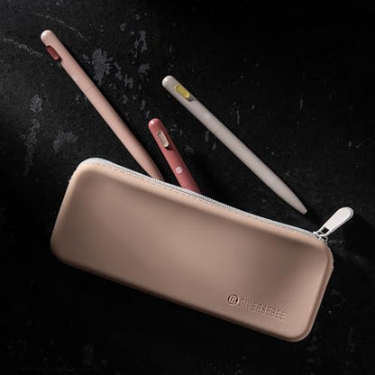 DIVERSEBEE Soft Silicone Pencil Case, Aesthetic Pencil Pouch with Zipper, Cute Pen Bag for School, Bible Journaling Supplies and Accessories, Pencil Organizer (Almond) - color: Almond