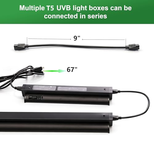 Leoterra T5 8W 10.0 UVB Reptile Light Fixture and Bulb Kit, High Output UVB/UVA Lighting System Linkable Design,Multiple Mounting Options for Bearded Dragons, Tortoises, Uromastyx - Plug and Play