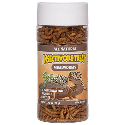 Healthy Herp Insectivore Reptile Treat Mealworms - All Natural, Nutritious Turtle Food, Bearded Dragon Tank Accessories - for Bearded Dragons, Box Turtles, Aquatic Turtles - 0.95 oz (27g)