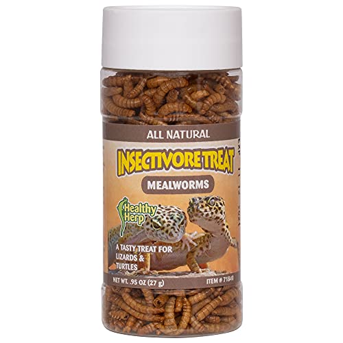 Healthy Herp Insectivore Reptile Treat Mealworms - All Natural, Nutritious Turtle Food, Bearded Dragon Tank Accessories - for Bearded Dragons, Box Turtles, Aquatic Turtles - 0.95 oz (27g)
