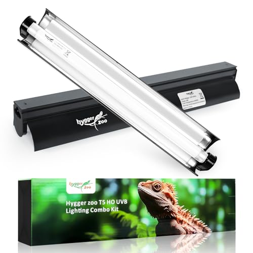 T5 Reptile Light Fixture Combo Kit 8W Light Fixture Reptile Terrarium Hood 10.0 UVB Light Bulb Fluorescent Tube Ideal for Tropical and Deserts Such as Bearded Dragon Lizards and Tortoises - color: 8W-Black, size: 8W 12.2IN Black