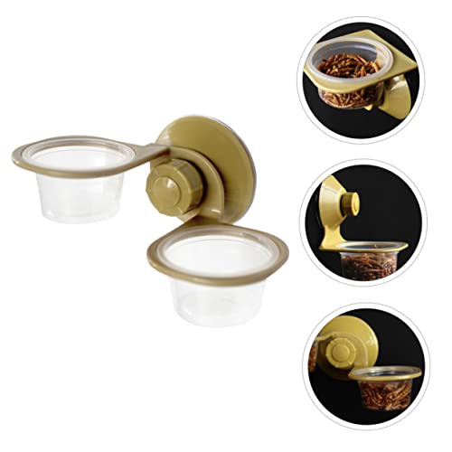 DOITOOL 3sets Reptile Food Dish Feeder Pp Abs Wall-Mounted for Lizards Geckos 2pcs*3 - color: Goldenx3pcs, size: 5.5x3cmx3pcs