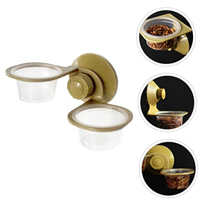 DOITOOL 3sets Reptile Food Dish Feeder Pp Abs Wall-Mounted for Lizards Geckos 2pcs*3 - color: Goldenx3pcs, size: 5.5x3cmx3pcs