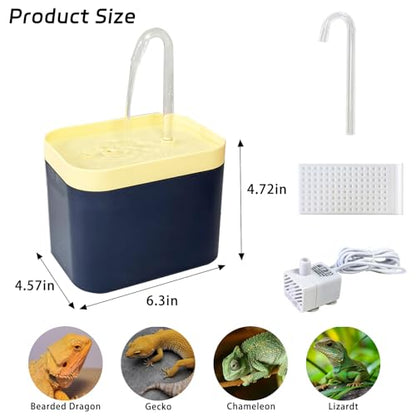 Tfwadmx Reptile Waterfall Reptile Water Fountain Lizard Drinking Fountain Chameleon Water Dripper, Bearded Dragon Cage Accessories for Lizard Gecko Snake (Yellow Blue)