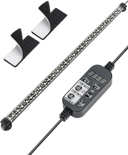 Pawfly 14W Aquarium LED Light 28 Inch 24/7 Fish Tank with Full Spectrum Brilliant White Blue Red Green Lights Multi-Colored LEDs with D/N Mode Single Color Effect Timer and Adjustable Brightness - color: Basic, size: 28 Inch for 28 to 51 Inch Tank