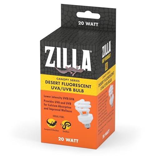 Zilla Canopy Series Fluorescent UVB/UVA Bulbs Desert 20 W, 3.875 IN, White - size: 3.875 in, style: Desert