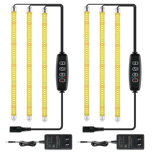 iPower 40W LED Plant Grow Light Strips Full Spectrum for Indoor Plants with Auto ON/Off 3/9/12H Timer, 10 Dimmable Levels 48 LEDs Per Tude, for Hydroponics Succulent, 3 Tubes*2, Yellow - color: Yellow, size: 3 Tubes*2, style: Grow Light Strips