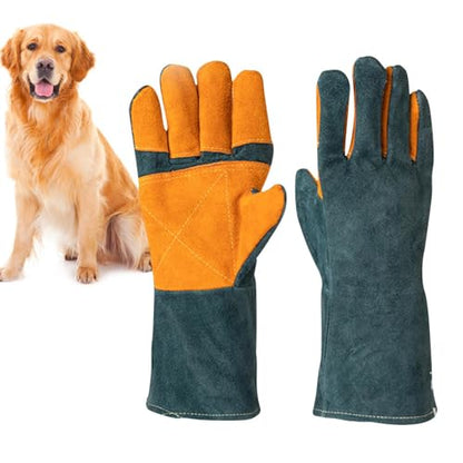 Animal Handling Gloves - Protective Pet Grooming Mitts, Scratch Resistant Cat Safety Gear | Reptile Handling Glove Leather, Puncture Proof Dog Training Gloves for Veterinary Use Wildlife Care - color: A