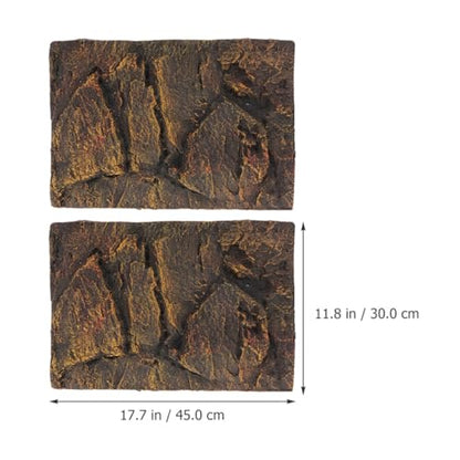 3D PU Material Reptile Tank Background Board 2pcs Turtle Aquarium Decorative Panel for Snake Habitat and Fish Tank Decoration