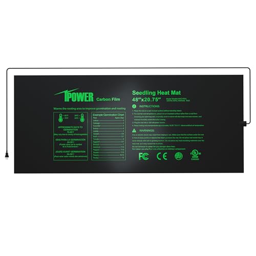 iPower 48” x 20.75” Seeding Heat Mat Upgraded Carbon Film Indoor Warm Hydroponic Plant Germination Starting Pad Durable Waterproof, 48" x 20.75", Black - size: 48" x 20.75", style: 1 Pack